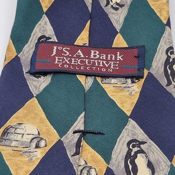 JoS. A. Bank Executive Collection 100% Silk Men's Tie Green Blue - Picture 3 of 3